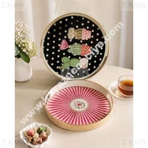İSRA LÜX BEYAZ 2 Lİ YUVARLAK TEPSİ 35x35 - 29x29 CM 1*18