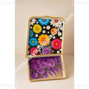 İSRA LÜX BEYAZ 2 Lİ KARE YAĞIZ DESENLİ 40x32-30x23 CM TEPSİ 1*18