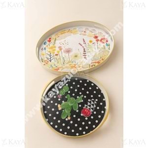 İSRA LÜX BEYAZ BÜYÜK 2 Lİ OVAL ADA DESENLİ 42x32-30x30 CM TEPSİ 1*18