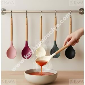 BZD IVORY BAMBU SAPLI SİLİKON KAŞIK 32 CM 1*24