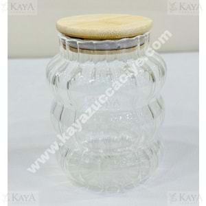 KISMET BOROSİLİKAT OPTİKLİ KAVANOZ BAMBU KAPAK 15 CM 1*12