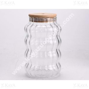 KISMET BOROSİLİKAT OPTİKLİ KAVANOZ BAMBU KAPAK 20 CM 1*12