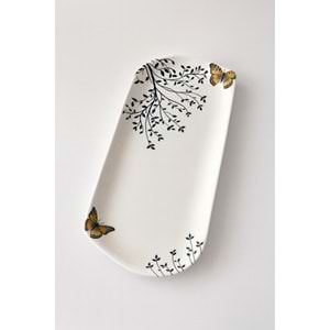 ALİNA HOME DALGALI ORTA OVAL KELEBEK KAYIK KAHVE KELEBEK 29 CM 1*12