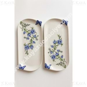 ALİNA HOME DALGALI ORTA OVAL KELEBEK KAYIK KOBALT KELEBEK 29 CM 1*12