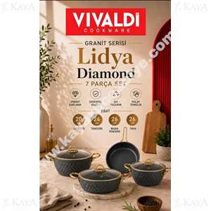 VİVALDİ GRANİT TENCERE SETİ LİDYA HASIR MODEL 7 PARÇA 1*1