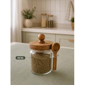 LUCA MİA CAM KAVANOZ GLASSYA KAŞIKLI AKASYA KAPAK 450 ML 1*36