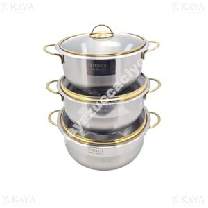 LİNES 6 PARÇA TENCERE SETİ ALTIN KULP 26-28-30 CM 1*2