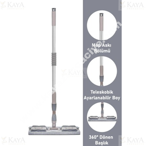 SVR LİNEX MANDALLI MOR-GRİ MOP YEDEKLİ 1*50