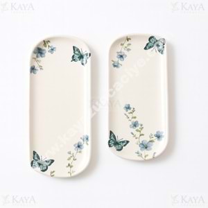 ALİNA HOME DALGALI KÜÇÜK OVAL KELEBEK KAYIK MAVİ 22 CM 1*12