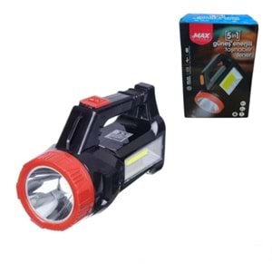 ZMAX LAMBA LEDLİ EL FENERİ GÜNEŞ ENERJİLİ VE ŞARJLI 1*36