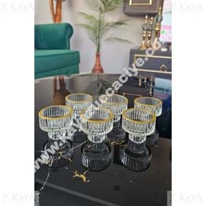 MLN CAM YALDIZLI 6 LI ÇİZGİLİ AYAKLI LOKUMLUK 5,5 CM KASE 1*20