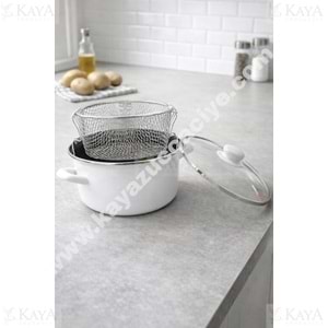 MLN EMAYE KIZARTMA TENCERESİ 22 CM BEYAZ 1*6