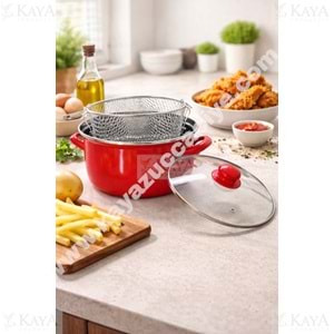 MLN EMAYE KIZARTMA TENCERESİ 22 CM KIRMIZI 1*6