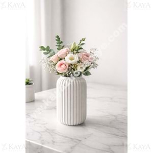 MLN SERAMİK PİNTEREST ÇİZGİLİ VAZO 20 CM 1*18