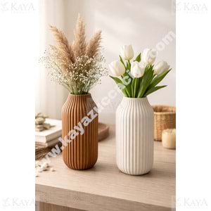 MLN SERAMİK ÇİZGİLİ ÇİÇEK VAZO 20 CM 1*24