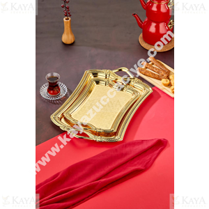 DALGIÇ 2 Lİ DİKDÖRTGEN TEPSİ SETİ GOLD 2013SET2 30x22-41x30 CM 1*12