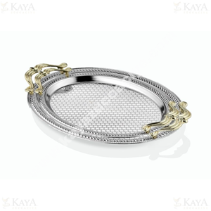 DALGIÇ 2 Lİ OVAL TEPSİ SETİ GÜMÜŞ 2013SET2 37x28-44x33 CM 1*10