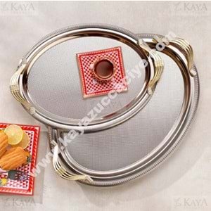 DALGIÇ 2 Lİ OVAL TEPSİ SETİ GÜMÜŞ 2013SET2 37x28-44x33 CM 1*10