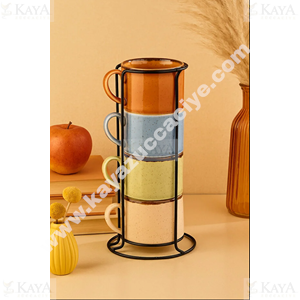 PASHA PORSELEN KUPA SETİ STANDLI CAPPUCCİNO 4 LÜ 1*12