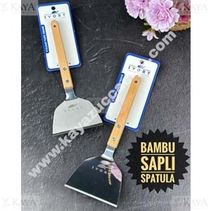 BZD IVORY KEK PASTA SPATULASI BAMBU SAPLI L BOY EĞİK 1*36
