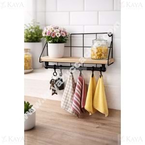 EGE METAL AHŞAPLI DUVAR RAFI TEK KATLI ASKILKLI 1*32