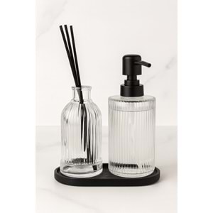 BZD IVORY CAM STANDLI 2 Lİ SIVI SABUNLUK SETİ 500 ML 1*24