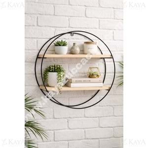 EGE METAL AHŞAPLI DUVAR RAFI 2 KATLI YUVARLAK 1*1