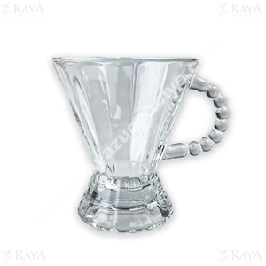 SVR CAM ÇAY BARDAĞI ÇİZGİLİ BONCUK KULPLU 6 LI 1*18