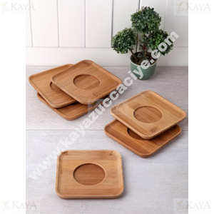 BALSA BAMBU ÇAY TABAĞI KARE 6 LI 1*24