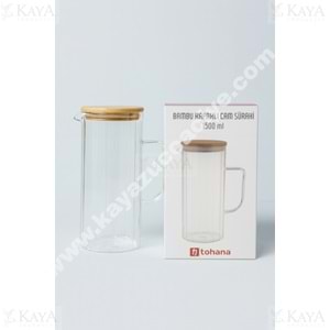 THN CAM SÜRAHİ BAMBU KAPAKLI ÇİZGİLİ 1,5 LT 1*12