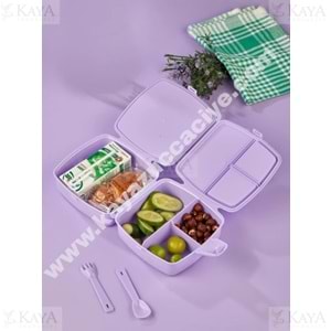 TUFFEX BESLENME KABI KAŞIKLI BÖLMELİ KEDİLİ LUNCH BOX 1*36