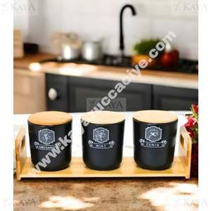 TUTKU AHŞAP STANDLI 3 LÜ BAHARAT TAKIMI 1*8