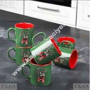 KSV KUPA PORSELEN SCARFED DEER ÇİFT RENK SİLİNDİRİK KUPA 1*24