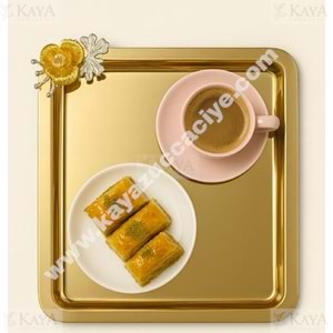 CNM VOLTREN ALTIN KARE TEPSİ DALLI KELEBEKLİ 22x22 CM