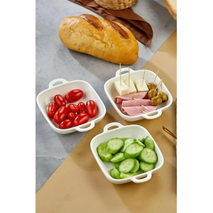 TEKBİR PORSELEN MEZE TABAĞI KARE KULPLU 15x12x3,5 CM ADET 1*3