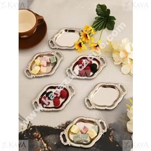 CNM PRES LOKUMLUK GÜMÜŞ OVAL MİNİMAL SUNUMLUK 10x7 CM