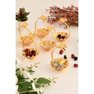 CNM PRES LOKUMLUK TERİS KELEBEK KULPLU ALTIN MİNİ TIRTIKLI 8 CM SUNUMLUK