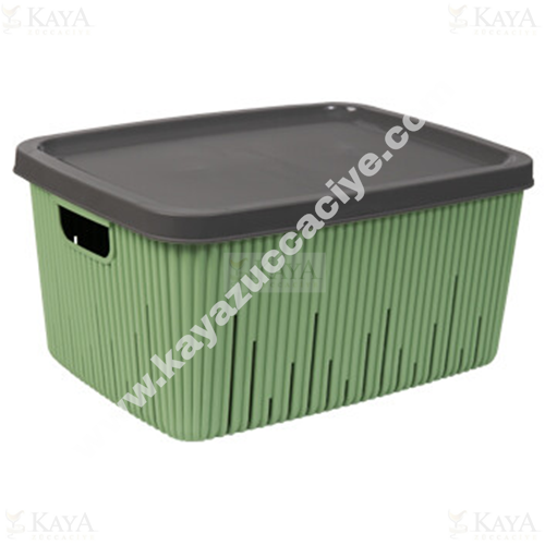 HEREVİN SEPET ÇOK AMAÇLI KAPAKLI SEPET 18 LİTRE YEŞİL 1*8