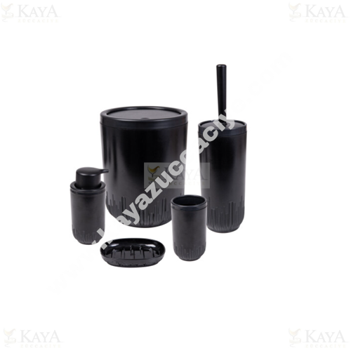 HEREVİN BANYO SETİ YUVARLAK 5 Lİ SET SİYAH 1*4