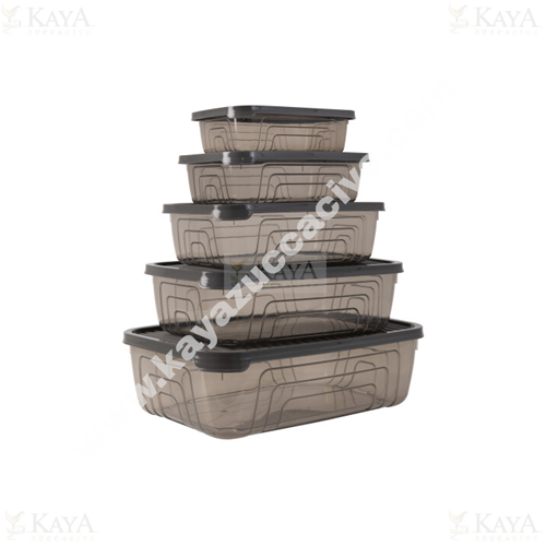 HEREVİN SAKLAMA KABI 5 Lİ SET DİKDÖRTGEN 350-600-1-1,75-3,1 LİTRE 1*24