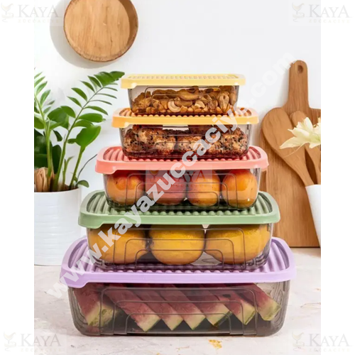 HEREVİN SAKLAMA KABI 5 Lİ SET DİKDÖRTGEN 350-600-1-1,75-3,1 LİTRE 1*24