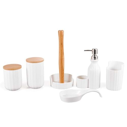 MTR PORSELEN MUTFAK SETİ BAMBU KAPAK 6 PARÇA 1*6