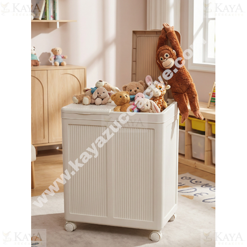 BURSEV ÇAMAŞIR SEPETİ BÖLMELİ KATLANABİLİR TEKERLEKLİ 100 LT 1*1