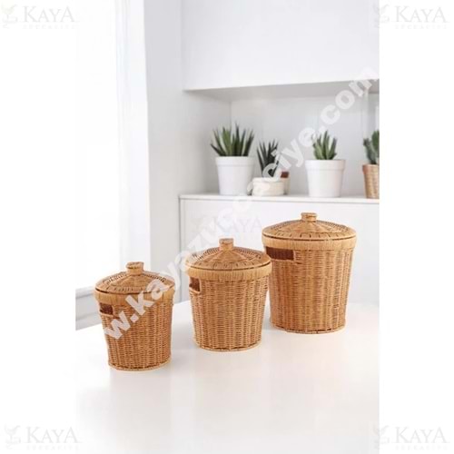 MTR BAMBU 3 LÜ YUVARLAK SEPET 28-24-20 CM 1*8