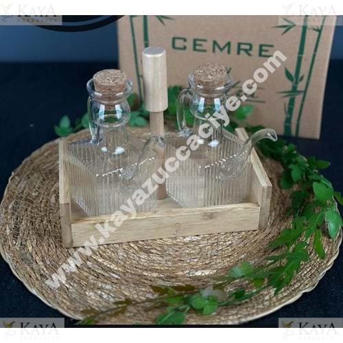 MTR BAMBU 2 Lİ STANDLI CAM YAĞDANLIK 1*16