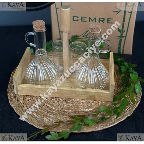 MTR BAMBU 2 Lİ STANDLI CAM YAĞDANLIK 1*16
