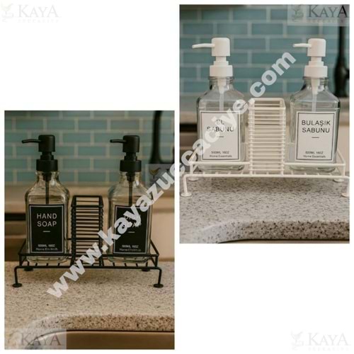 MTR CEMRE METAL 2 Lİ SIVI SABUNLUK SİYAH VE BEYAZ 1*12