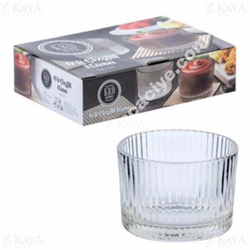 KRD CAM 6 LI ÇİZGİLİ LOKUMLUK 5,5 CM KASE 1*12