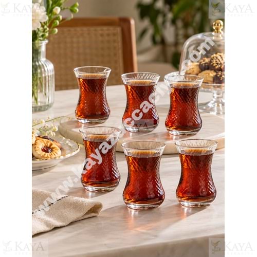 PAŞABAHÇE ÇAY BARDAĞI İNCE BELLİ OPTİKLİ 6 LI 125 CC 1*12