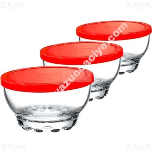 PAŞABAHÇE KASE KARAMAN 3 LÜ KASE KAPAKLI 1*8